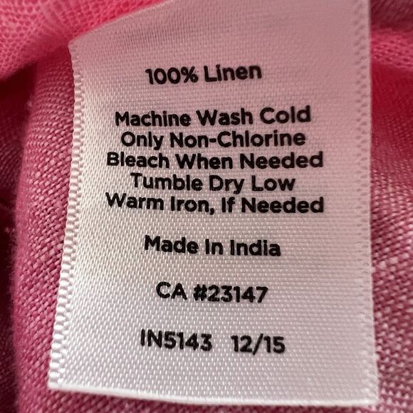 Talbots 100% Linen Pink Button Down Long Sleeve Blouse - Size XL - Picture 8 of 8